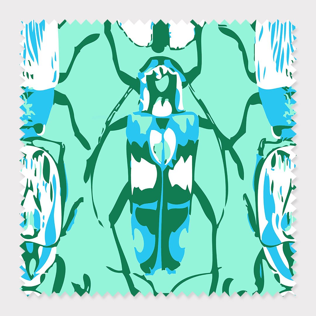 Fabric Cotton / Green Beetle Fabric Katie Kime