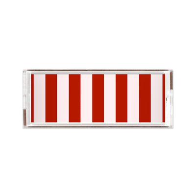 Bold Stripe Lucite Tray Lucite Trays Pink Red / 11x4 Katie Kime