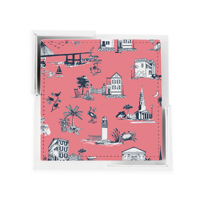 Charleston Toile Coaster Set Coaster Set Coral Katie Kime