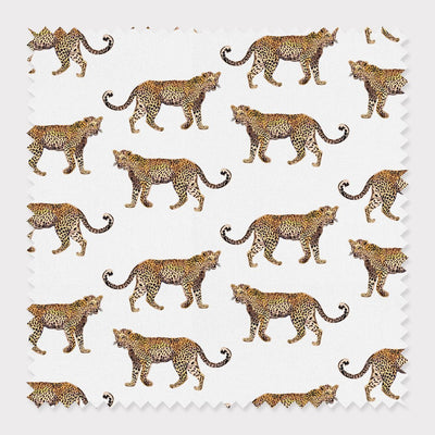 Cheetahs Fabric Fabric By The Yard / Cotton / White Katie Kime