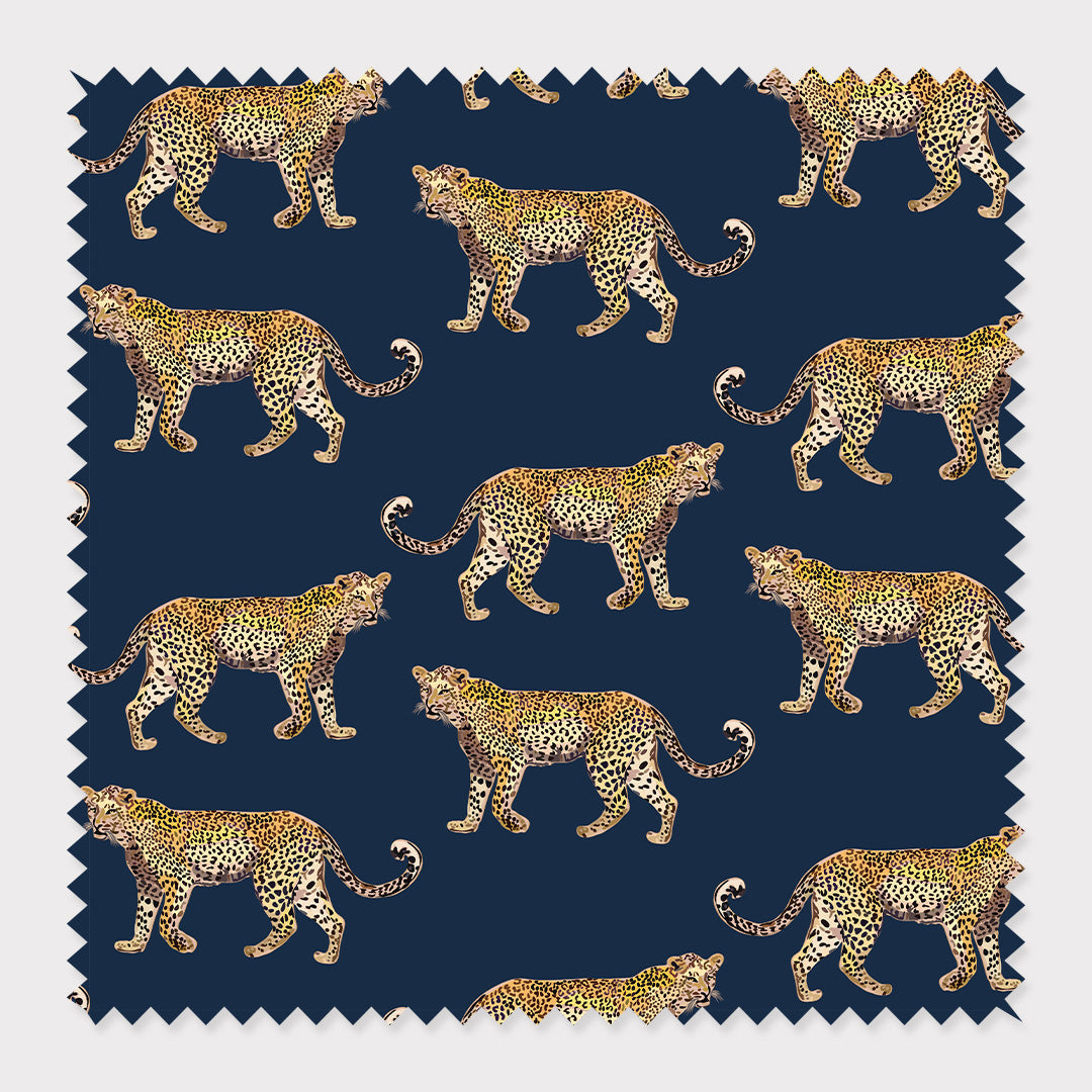 Fabric Linen Canvas / Navy / By The Yard Cheetahs Fabric Katie Kime