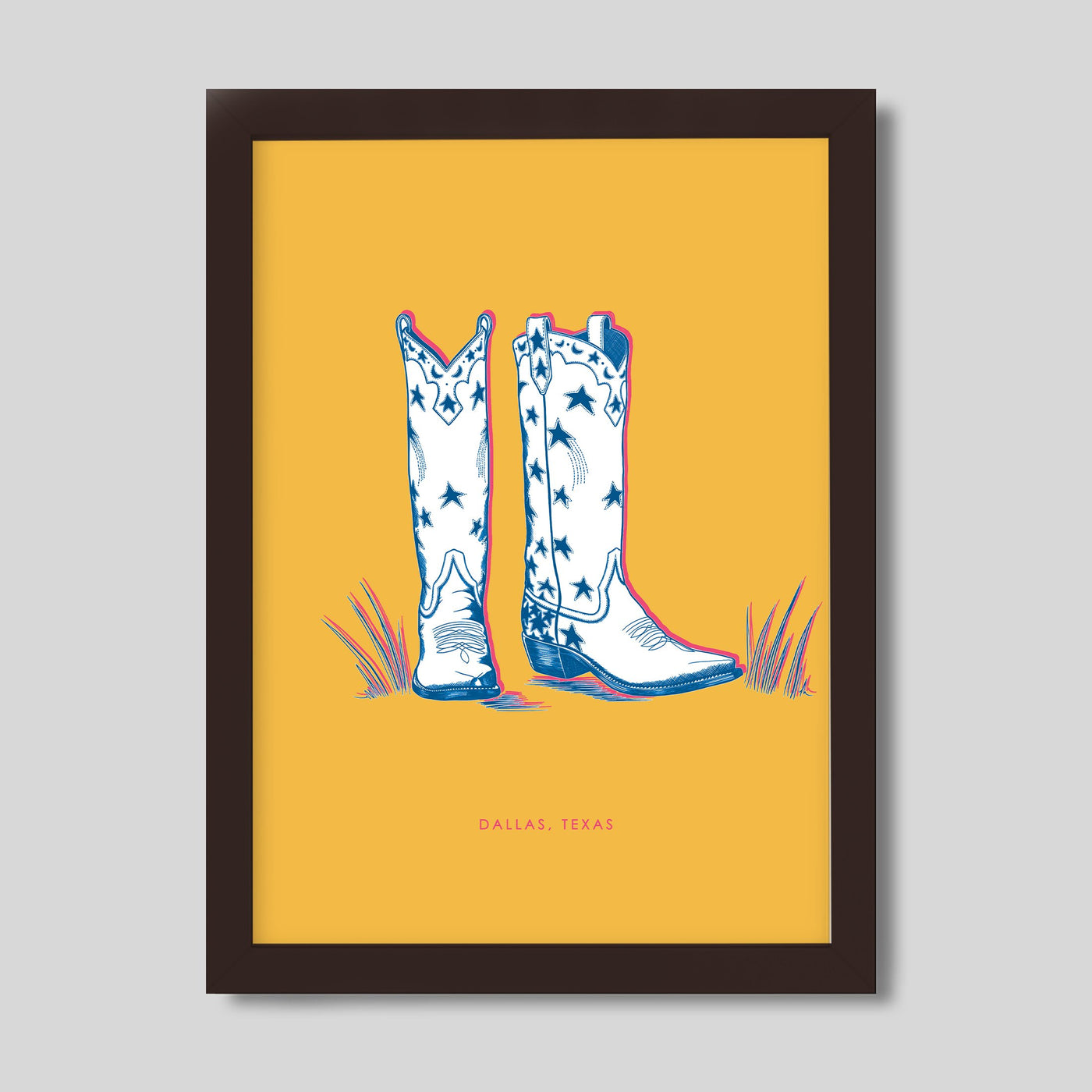 Dallas Boots Gallery Print Gallery Print Yellow / 11x14 / Walnut Frame Katie Kime