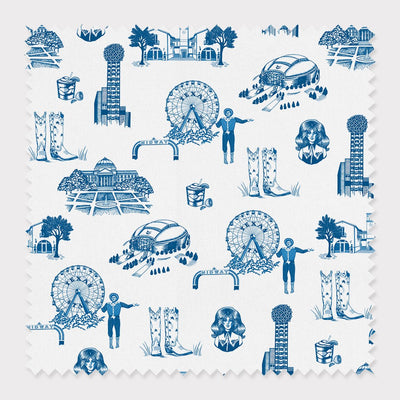 Dallas Toile Fabric Fabric By The Yard / Cotton / Blue Katie Kime