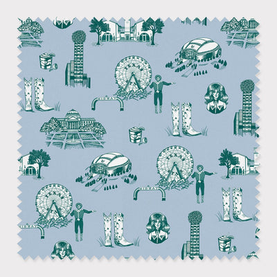 Fabric Cotton / By The Yard / Blue Pine Dallas Toile Fabric Katie Kime