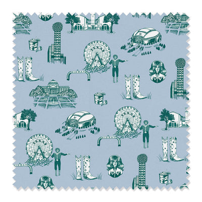 Dallas Toile Fabric Fabric By The Yard / Linen Canvas / Blue Pine Katie Kime