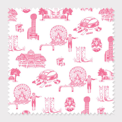 Fabric Linen Canvas / Sample / Pink Dallas Toile Fabric Katie Kime