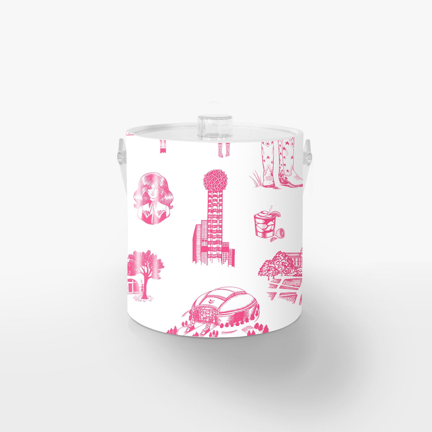 Dallas Toile Ice Bucket Ice Bucket Pink / Lucite Katie Kime
