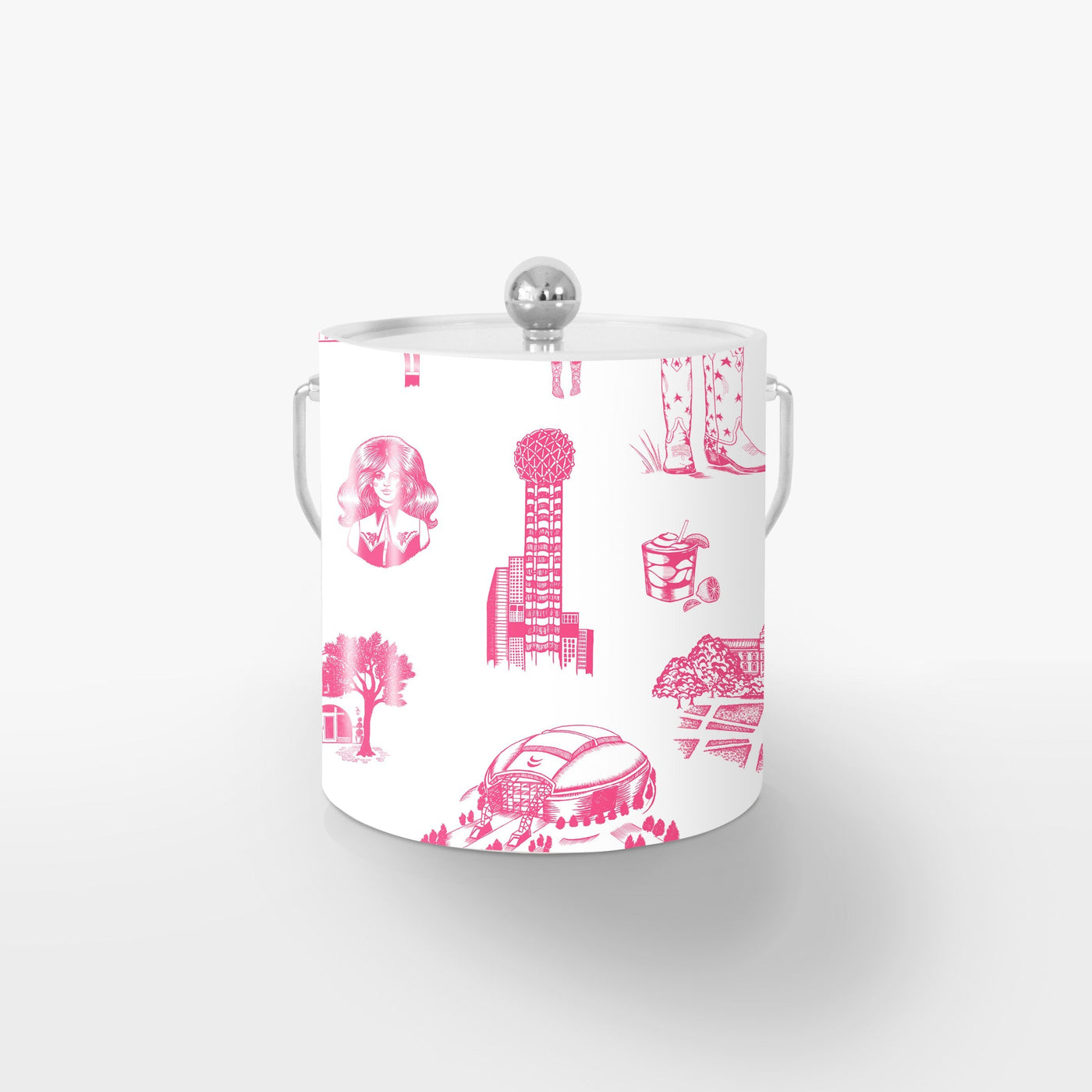 Dallas Toile Ice Bucket Ice Bucket Pink / Silver Katie Kime