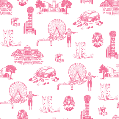 Dallas Toile Peel & Stick Wallpaper Peel & Stick Wallpaper Pink / 24"x 48" Katie Kime