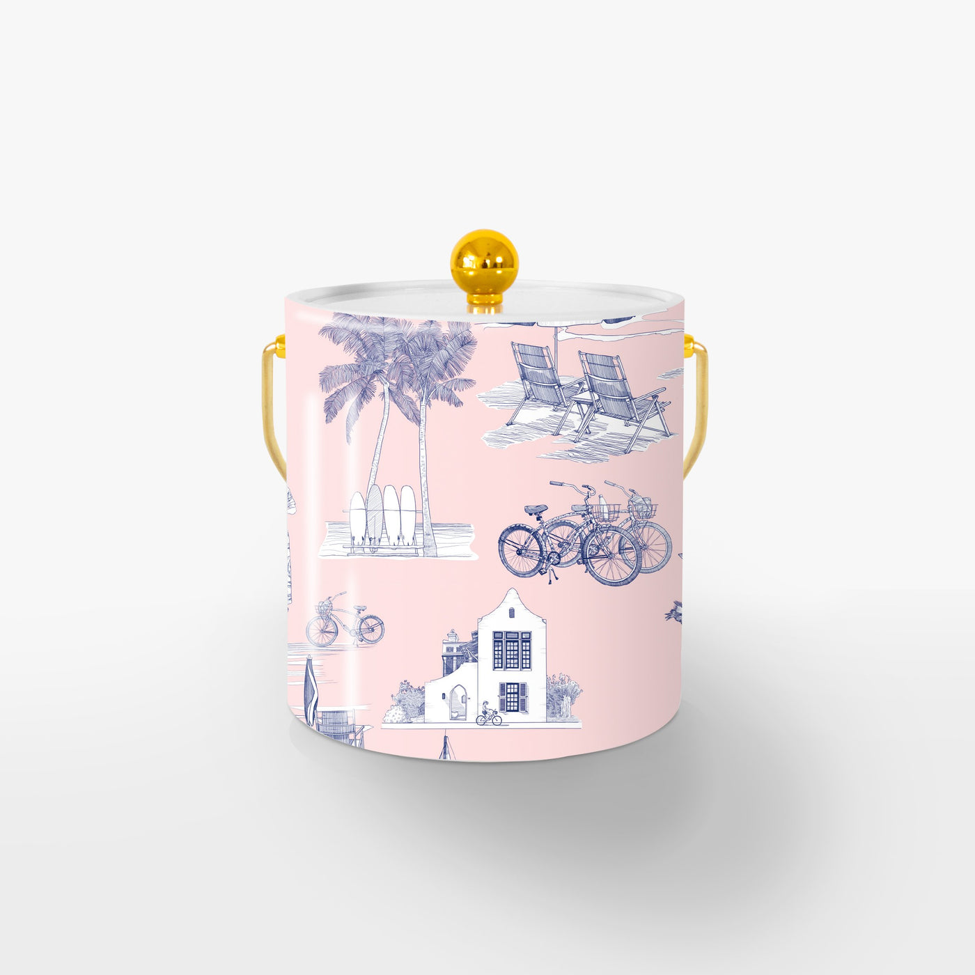 Ice Bucket Gold / Pink Navy Florida Toile Ice Bucket Katie Kime