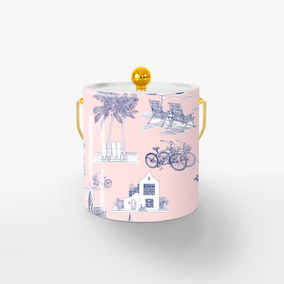 Florida Toile Ice Bucket Ice Bucket Pink Navy / Gold Katie Kime