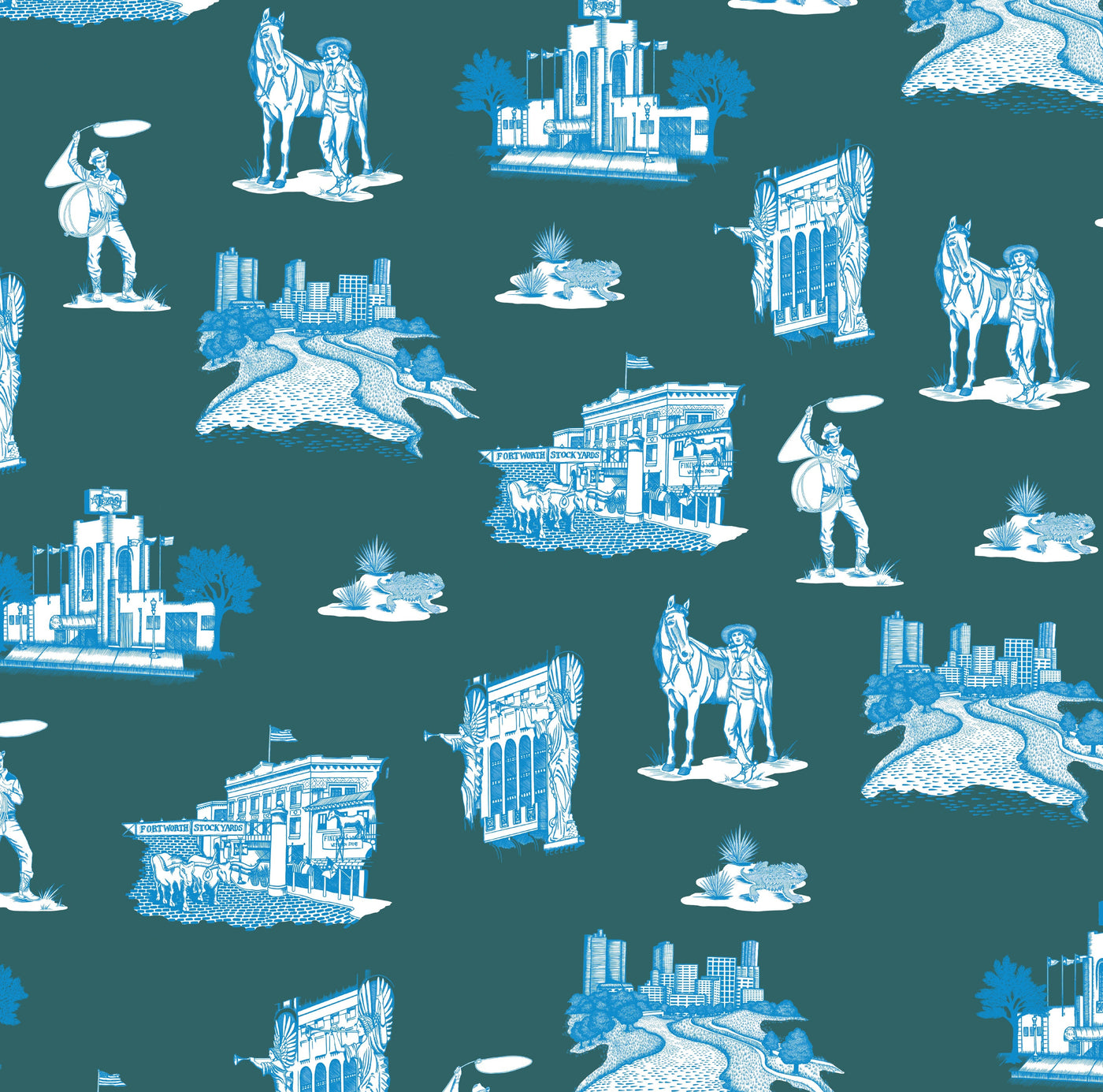 Fort Worth Peel & Stick Wallpaper Peel & Stick Wallpaper Pine Blue / 24" x 144" Katie Kime