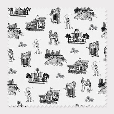 Fabric Cotton / By The Yard / Black Fort Worth Toile Fabric Katie Kime