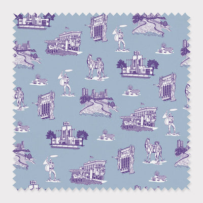Fabric Cotton / By The Yard / Blue Purple Fort Worth Toile Fabric Katie Kime