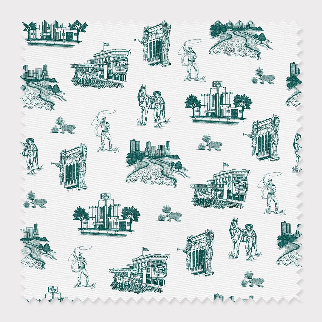 Fabric Cotton / By The Yard / Pine Fort Worth Toile Fabric Katie Kime