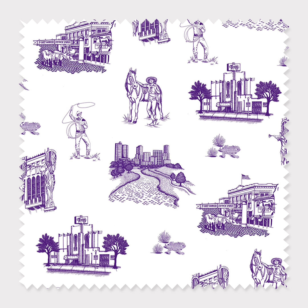 Fort Worth Toile Fabric Fabric By The Yard / Cotton / Purple Katie Kime