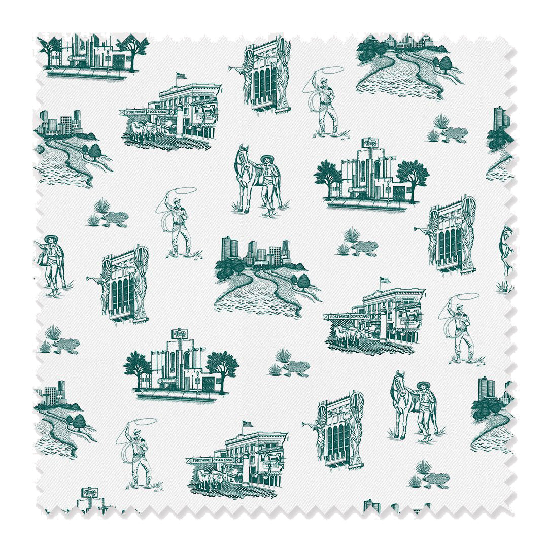Fort Worth Toile Fabric Fabric By The Yard / Cotton / Pine Katie Kime