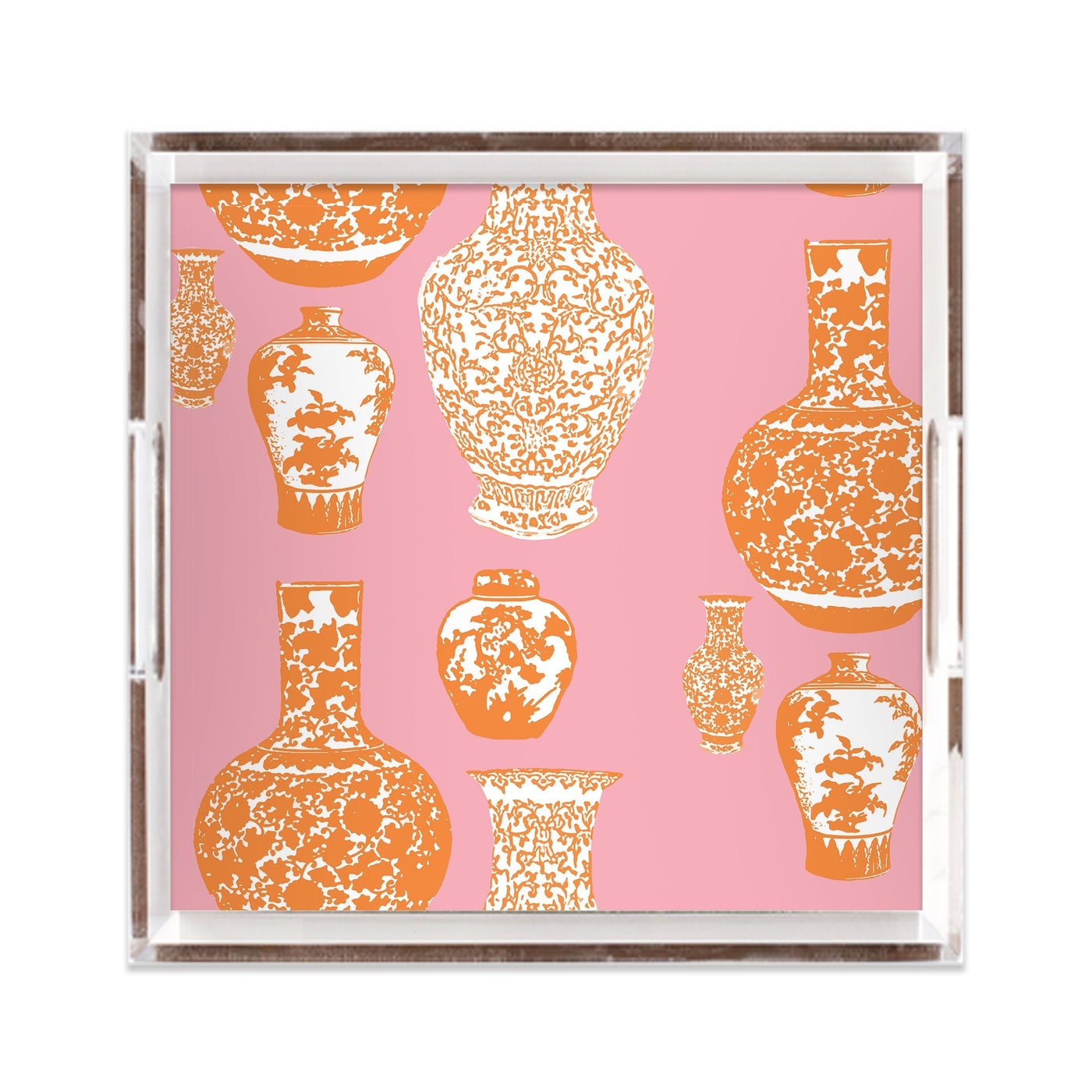 Lucite Trays 12x12 / Pink Orange Ginger Jars Lucite Tray Katie Kime