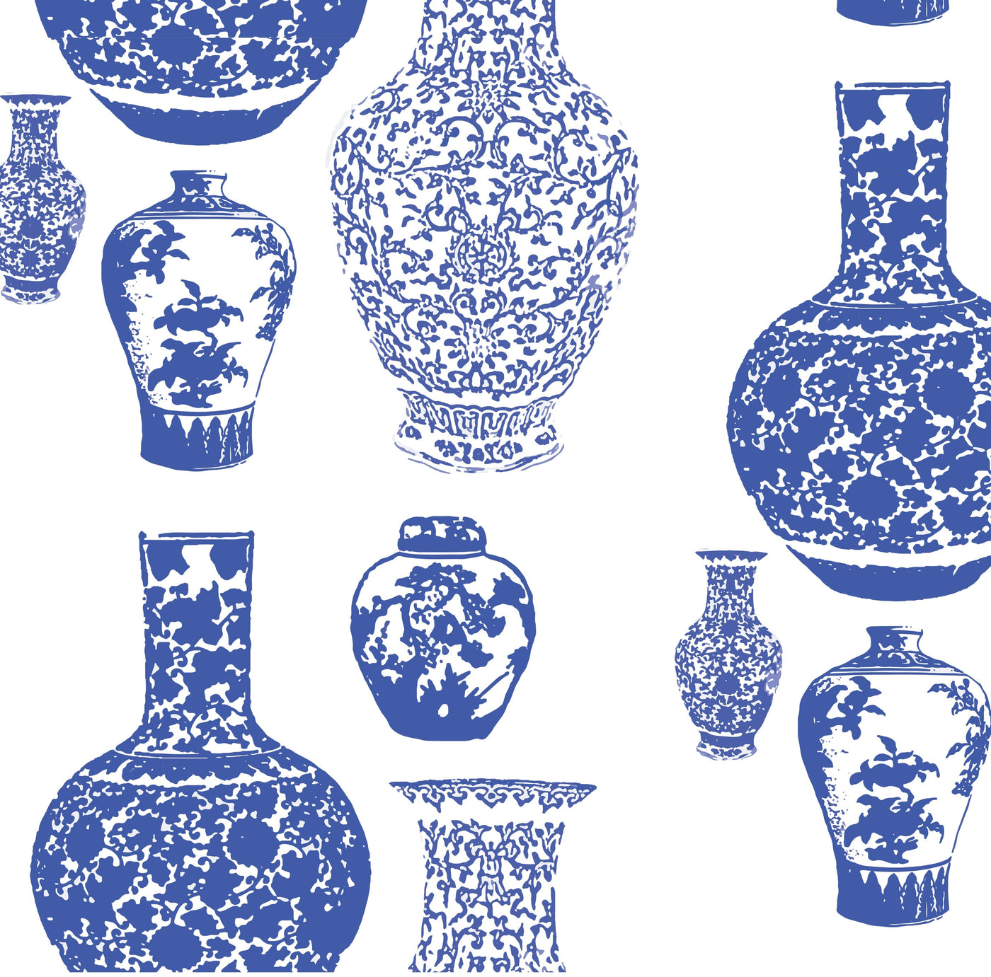 Ginger Jars Peel & Stick Wallpaper Peel & Stick Wallpaper Blue / 24"x 48" Katie Kime