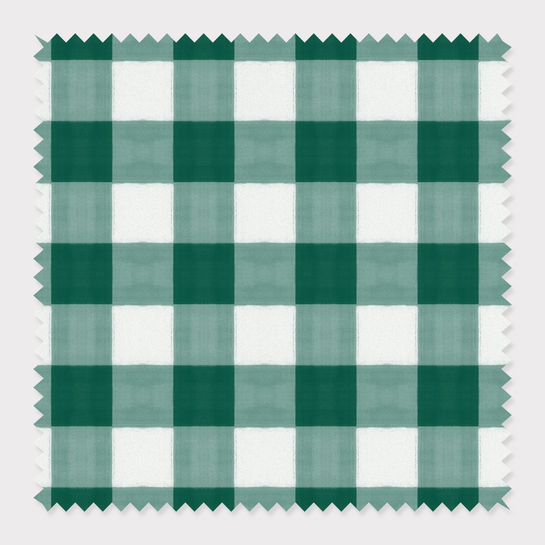 Gingham Fabric Fabric By The Yard / Cotton / Green Katie Kime