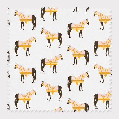 Horse & Tassel Fabric Fabric By The Yard / Pink / Cotton Katie Kime