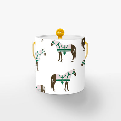 Horse & Tassel Ice Bucket Ice Bucket Green / Gold Katie Kime