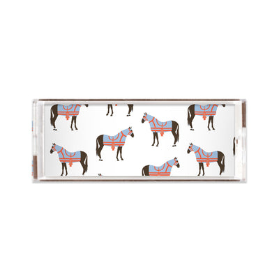 Horse & Tassel Lucite Tray Lucite Trays Blue / 11x4 Katie Kime