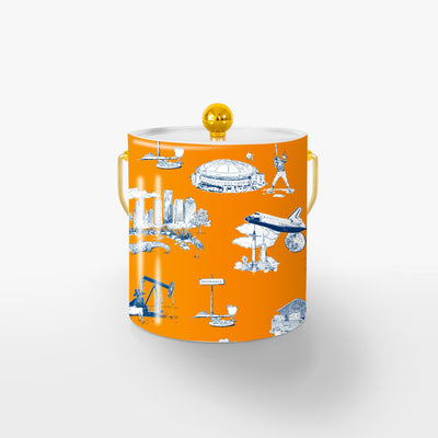 Houston Toile Ice Bucket Ice Bucket Orange Navy / Gold Katie Kime