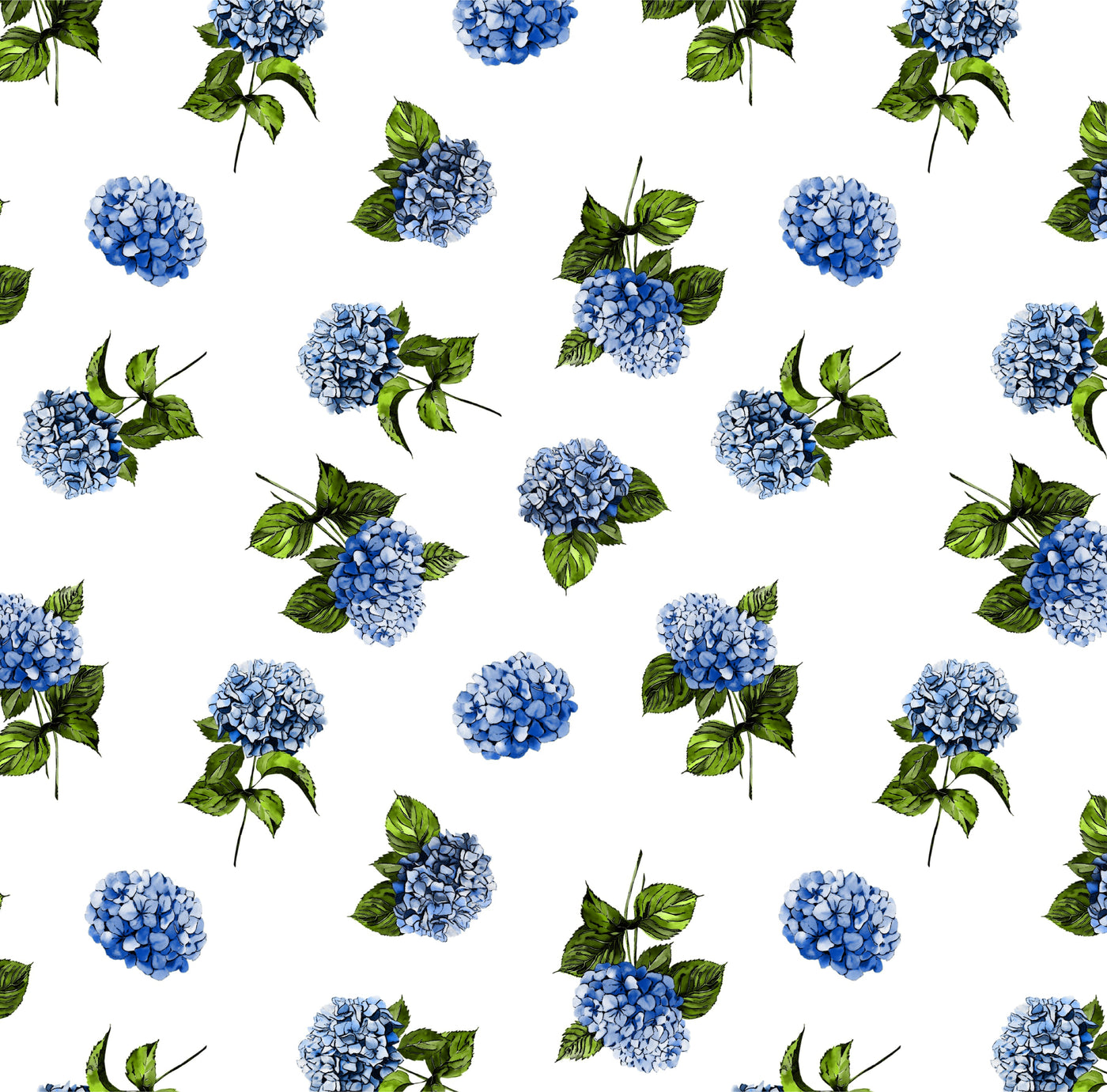 Hydrangea Traditional Wallpaper Wallpaper Sample / Blue Katie Kime