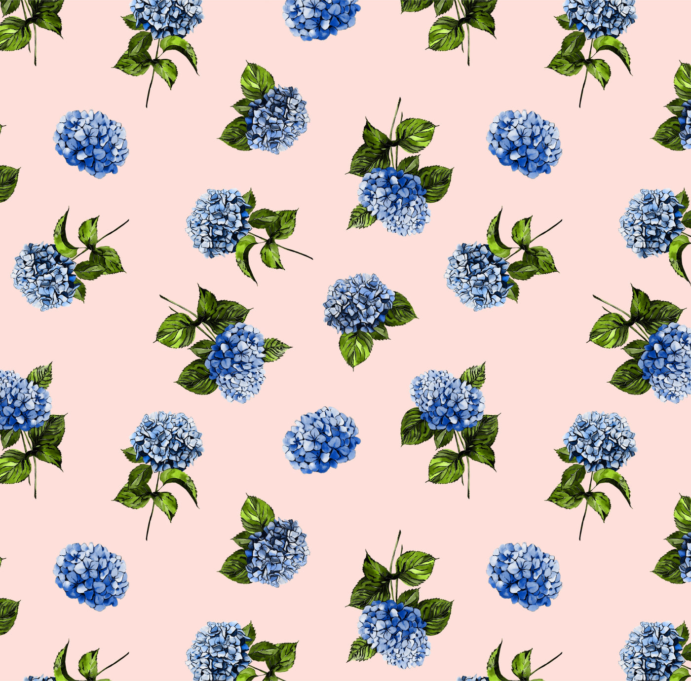 Wallpaper Double Roll / Pink Hydrangea Blue Wallpaper Katie Kime