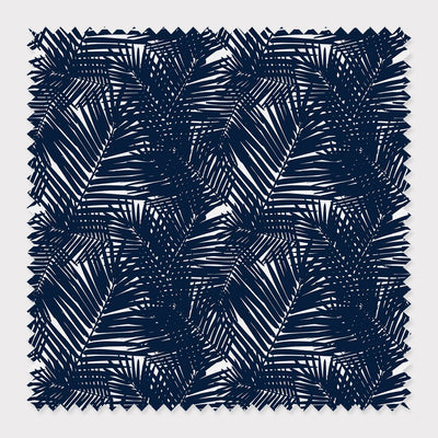 Jungle Leaves Fabric Fabric By The Yard / Cotton / Navy Katie Kime