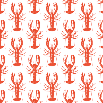 Lobster Bake Traditional Wallpaper Wallpaper Double Roll / Red Katie Kime