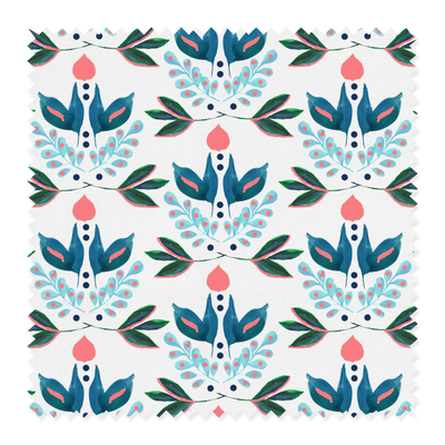 Lotus Fabric Fabric By The Yard / Cotton Twill / Blue Katie Kime