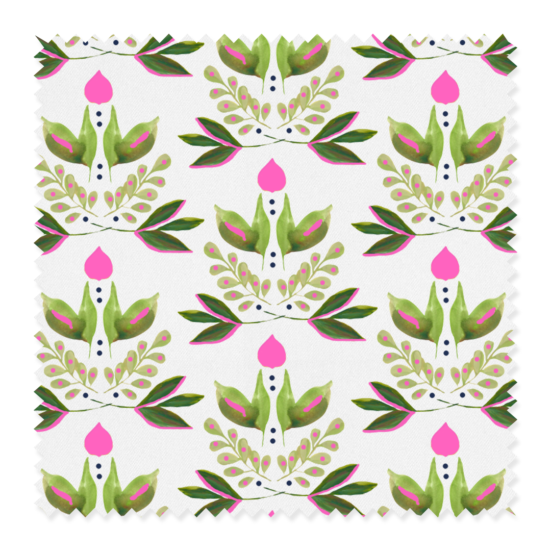 Lotus Fabric Fabric By The Yard / Cotton Twill / Green Katie Kime
