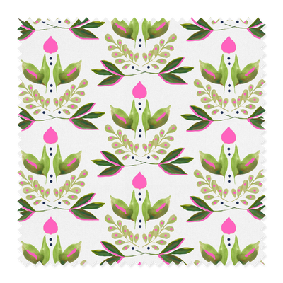 Lotus Fabric Fabric By The Yard / Cotton Twill / Green Katie Kime