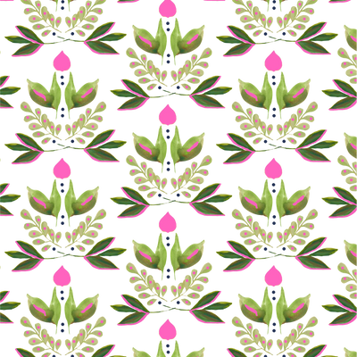 Lotus Traditional Wallpaper Wallpaper Green / Double Roll Katie Kime
