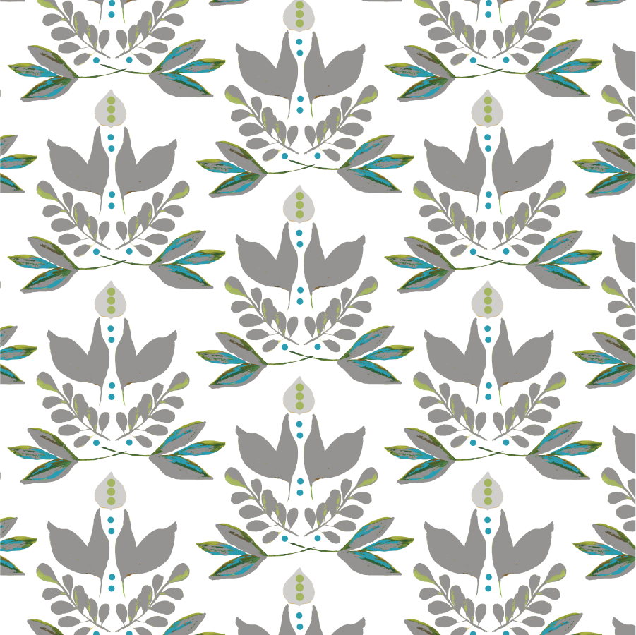 Lotus Traditional Wallpaper Wallpaper Grey / Double Roll Katie Kime