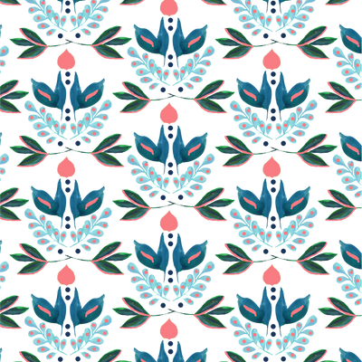 Lotus Traditional Wallpaper Wallpaper Blue / Sample Katie Kime