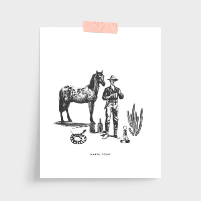 Gallery Prints Black / 5x7 / Unframed Marfa Cowboy Print Katie Kime