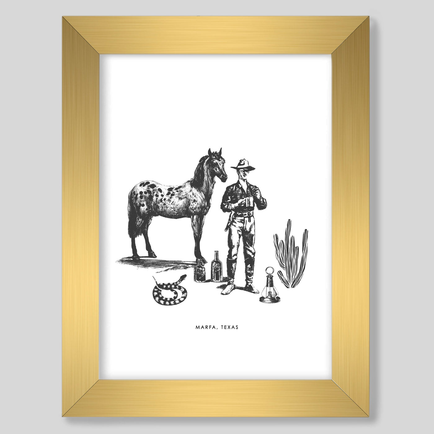 Marfa Cowboy Print Gallery Print Black / 8x10 / Gold Frame Katie Kime