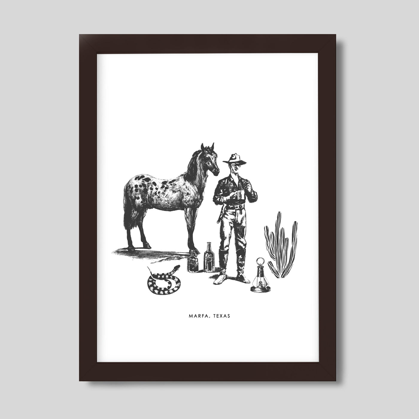 Marfa Cowboy Print Gallery Print Black / 8x10 / Walnut Frame Katie Kime