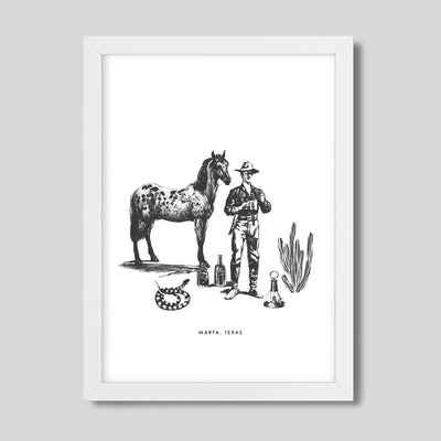 Marfa Cowboy Print Gallery Print Black / 11x14 / White Frame Katie Kime