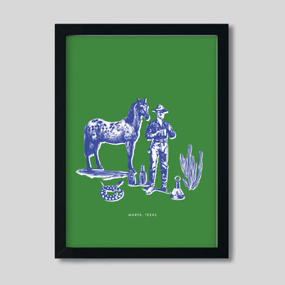 Marfa Cowboy Print Gallery Print Green / 8x10 / Black Frame Katie Kime