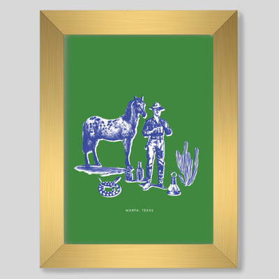 Marfa Cowboy Print Gallery Print Green / 11x14 / Gold Frame Katie Kime