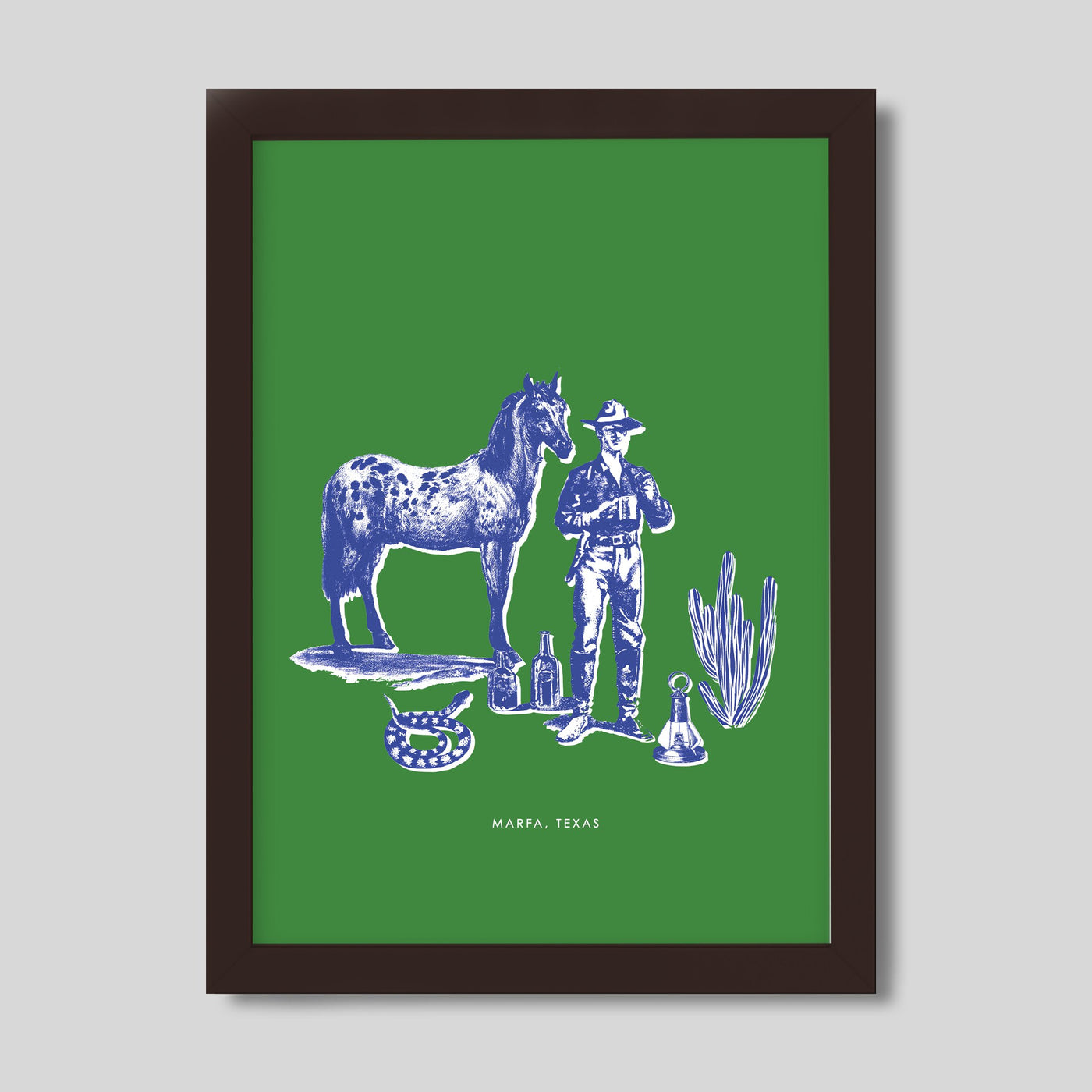 Marfa Cowboy Print Gallery Print Green / 8x10 / Walnut Frame Katie Kime