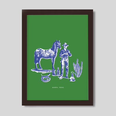 Marfa Cowboy Print Gallery Print Green / 8x10 / Walnut Frame Katie Kime