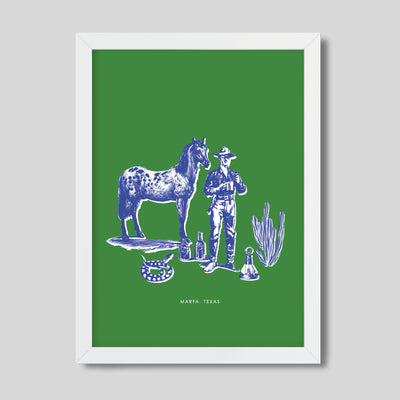 Marfa Cowboy Print Gallery Print Green / 11x14 / White Frame Katie Kime
