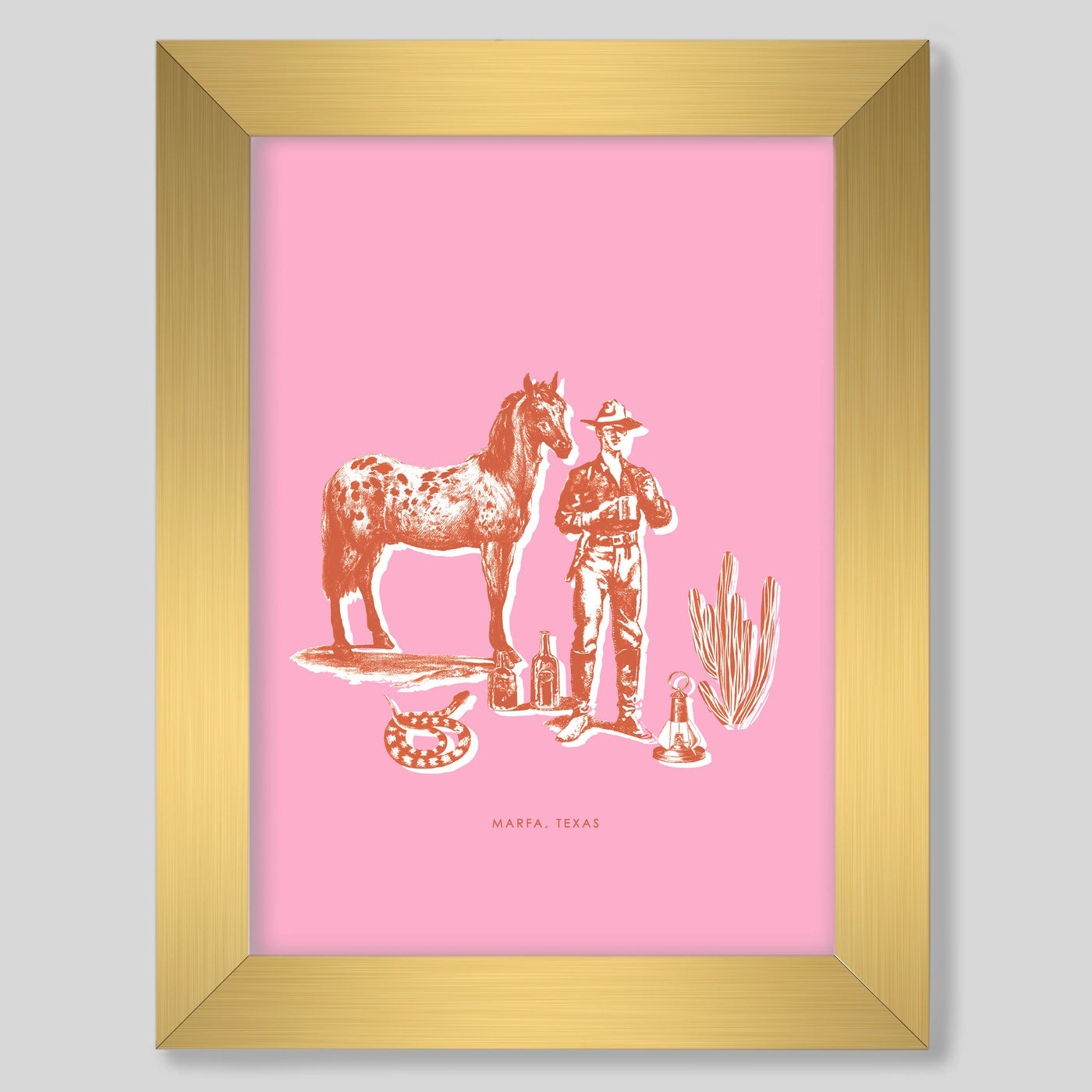 Marfa Cowboy Print Gallery Print Pink / 8x10 / Gold Frame Katie Kime
