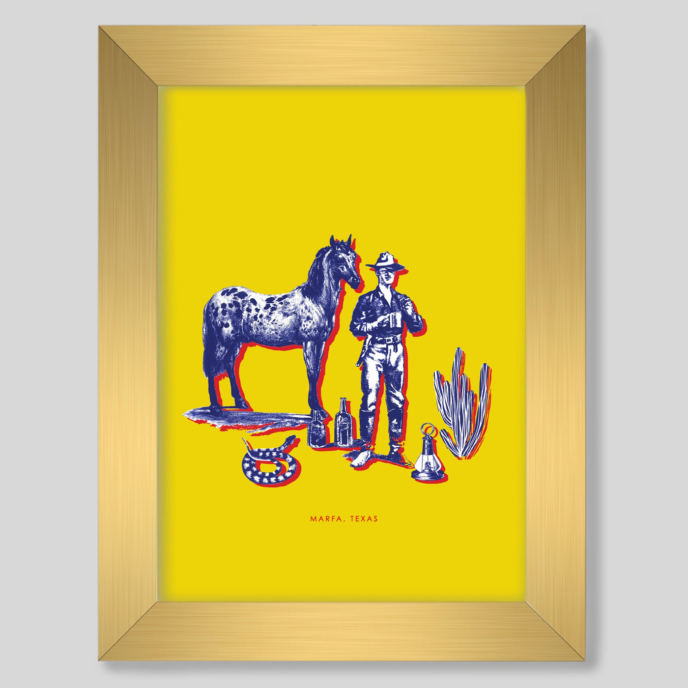 Marfa Cowboy Print Gallery Print Yellow / 11x14 / Gold Frame Katie Kime