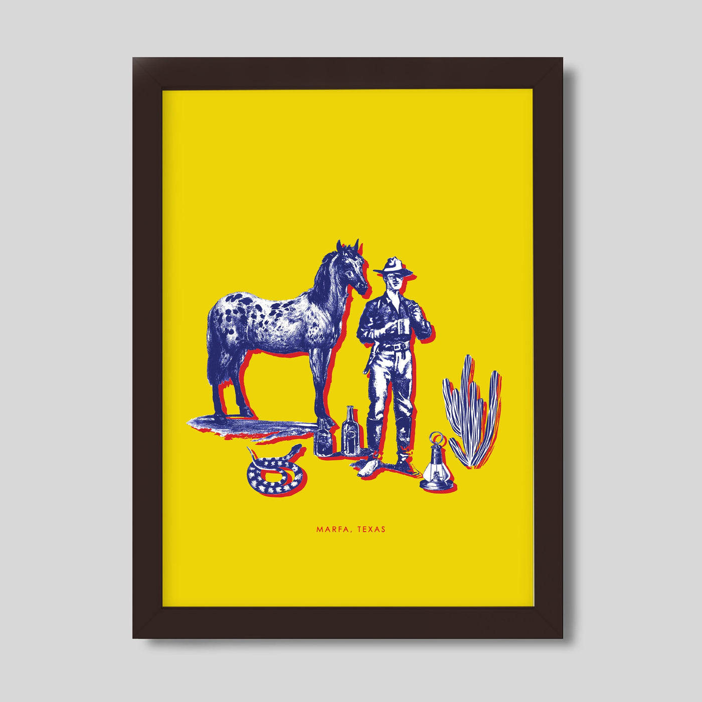 Marfa Cowboy Print Gallery Print Yellow / 8x10 / Walnut Frame Katie Kime